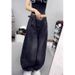 Women's plus Size Straight Leg Jeans American Style Curved Blade Loose Fit Slimming Wide Leg Pants for Pear Shaped Figure_mkmklike.com