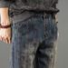 Men's Vintage Blue Straight Leg Jeans - Comfortable Relaxed Fit, Classic Denim Pants For Casual Wear_mkmklike.com