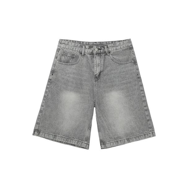 Men's Clothing Niche Old Washed High End Denim Shorts Men's Summer Slim Straight Shorts Retro Mid Length Pants_mkmklike.com