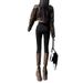 ELLE Black Skinny Jeans For Women, Autumn And Winter New High-Waisted Slim Fit Petite Stretchy Ankle-Length Pencil Pants_mkmklike.com