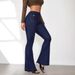 Women's Clothing Buttoned Up Slim Fit Bootcut Jeans For Women High Waisted Spliced trousers_mkmklike.com