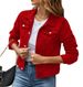Women's Denim Jackets Fashion Female Casual Long Sleeve Lapel Solid Button Down Chest Pocket Slim Jean Jacket Fall Winter Coat_mkmklike.com