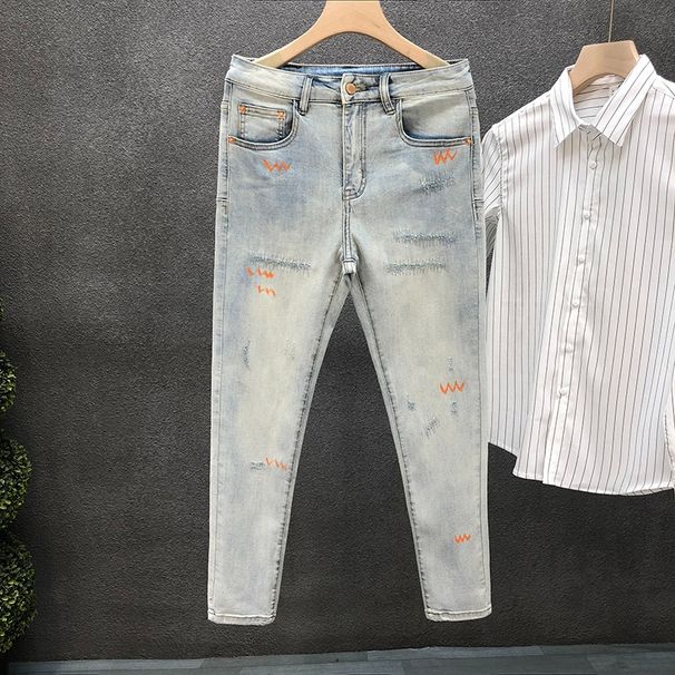 Men's Classic Straight Fit Cotton Pants – Stretch Washed Denim For Everyday Casual Wear_mkmklike.com