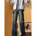 Spring And Autumn New Jeans Men's American High Street Vintage Washed Trendy Brand Niche Structure Splicing Micro Flared_mkmklike.com