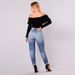 Women's Pants Fashion Broken Hole Denim Irregular Hem Cropped Jeans_mkmklike.com