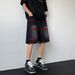 Suitable For All Seasons Embroidered Denim Shorts For Men, Summer American High Street Style, Washed Five-Point Shorts, Trendy Brand Design,_mkmklike.com