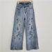 Embroidered Wide Leg Jeans For Women 2025 Spring And Summer New High Waist Loose Design Niche Raw Edge Stretch Straight Pants_mkmklike.com