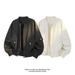 Black Padded Shoulder Boxy Short For Men, Spring Cleanfit High Street Flight Worker Style American Jacket_mkmklike.com