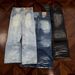 Unisex Vintage Washed Denim Pants - Straight Leg With Subtle Flare, Distressed Cat Whisker & Lightning Details For Men Women_mkmklike.com