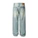 American Washed Jeans Men's Street Fashion Hip-Hop Long Ins Vintage Loose Casual Straight-Leg Floor-Length Pants_mkmklike.com