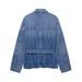 Women's Belted Denim Jacket – Stylish Long Sleeve Coat For Casual & Office Wear (XS/S/M/L, Blue)_mkmklike.com