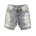 Men's Retro Blue Lightweight Printed Denim Shorts Unique Patchwork Slim Fit Mid Length Casual Summer Trousers_mkmklike.com