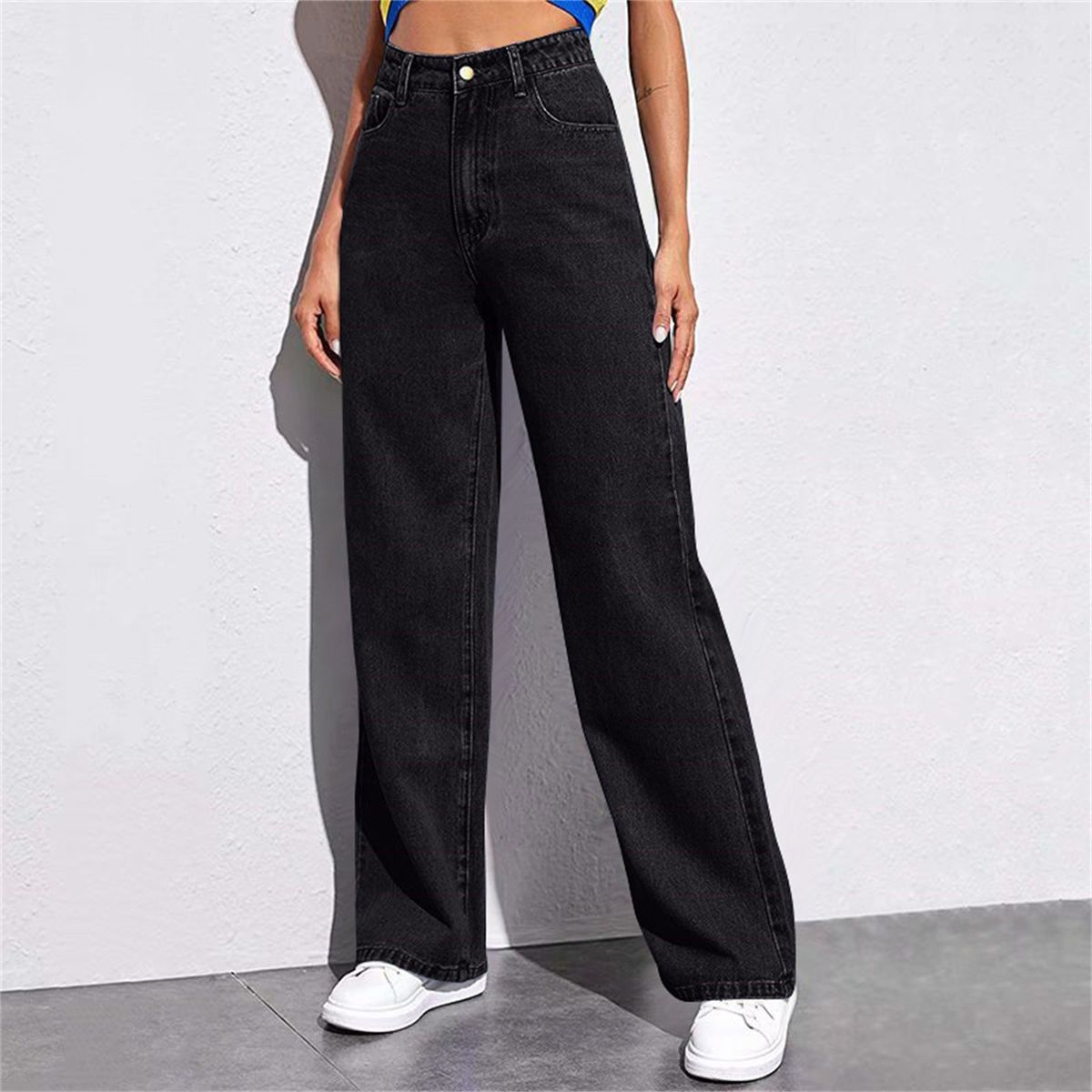Women's High-Waisted Straight Leg Jeans – Stretch Comfort, Classic Denim (S-5XL)_mkmklike.com