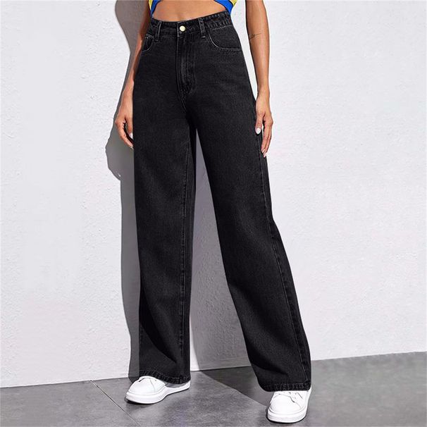Women's High-Waisted Straight Leg Jeans – Stretch Comfort, Classic Denim (S-5XL)_mkmklike.com