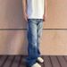 Nordmann American High Street Vibe Style Lightning Pattern Blue Ripped Jeans Men's Straight Leg Slightly Flared Slimming Cleanfit_mkmklike.com