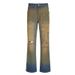 Distressed High Waist Straight Leg Jeans For Women - Vintage Washed Denim Pants With Faded Ombre & Splatter Paint Details_mkmklike.com