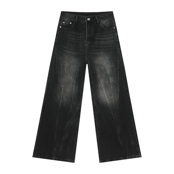 Men's Clothing Men's Retro Washed Jeans - American Style Lightning Pattern Loose Fit Denim Pants_mkmklike.com