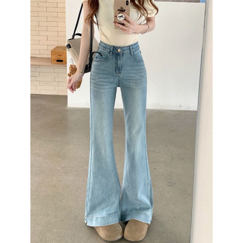 2026 Spring/Summer New Elatic Micro-flare Denim Pant For Women, Slim Fit, Stylih Deign, Wide-leg Bell-bottom_mkmklike.com