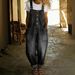 Retro Women's Distressed Loose Fitting Casual Denim Jumpsuit Adjustable Buckle Waist_mkmklike.com
