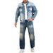 Men's Clothing Heavy Duty Denim Jacket Trendy Brand Pleated Gradient High Street Style Slight Stretch Outerwear_mkmklike.com