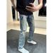 Men's Slim Fit Skinny Jeans Distressed Single Splatter Ink High Street Style Trendy Stretchy Long Pants_mkmklike.com
