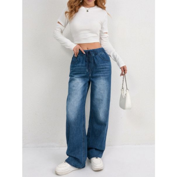 European And American Sizes - Cross-border Bestseller Trendy Elastic Wide-leg Women's Jeans_mkmklike.com