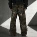 Men's Camo Print Distressed Jeans – Streetwear Straight-Leg Denim With Hand-Painted Details | Loose Fit & Low-Rise Design_mkmklike.com