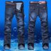 Men's Slim Fit Washed Denim Jeans – Straight Leg, Mid-Rise, Polyester Blend (Stretch Comfort, 9 Sizes, Dark Blue)_mkmklike.com