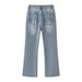 Men's Clothing Blue Black Gray Natural Washed Paris Bootcut Faded Flared Pants Jeans Casual All Match_mkmklike.com