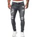 Suitable For All Seasons New Men's With Rips, Trendy Black Slim Fit Skinny Jeans_mkmklike.com