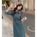 ELLE ELLE ELLE Break French Long Spring Women's New Style Tea Atmosphere Unique Beautiful Gentle Denim Dress_mkmklike.com