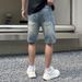 Men's Clothing Summer Denim Shorts Men's Trendy Brand Handsome Ripped Patch Shorts Embroidered New Pants Men's Straight Pants_mkmklike.com