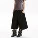 Retro American Denim Black Cropped Shorts for Women Loose Wide Leg Simple Style New Summer Fashion Men And Women_mkmklike.com