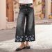 Women's Fashionable Embroidered Stretchy Loose Casual Cropped Jeans Relaxed Everyday Wear Versatile Comfortable Feshion Trend_mkmklike.com