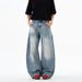 Men's Vintage Washed Baggy Jeans – 90s Streetwear Relaxed Fit, Distressed Fade & Blade Cut Hem For Hip-Hop & Urban Fashion_mkmklike.com