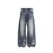 Vintage Washed Wide Leg Jeans - Unisex High Waist Denim Pants With 3D Whiskering, Retro Loose Fit, Straight Leg Comfort_mkmklike.com