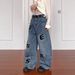 Men's Retro High Street Embroidered Letter Multi Pocket Wide Leg Trousers Curved Blade Design Trendy Brand Cross Border Niche_mkmklike.com