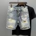 Denim Shorts Men's Personalized Printing Ink Splash Summer Pants_mkmklike.com
