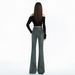 2025 American Retro|High Street Double Button|Long Pants|Extra Long|Elastic Slight Flare Jeans For Women_mkmklike.com