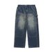 Vintage Washed Denim Jeans For Men – Distressed Straight-Leg Fit (Blue/Black, 28-34) – Retro Lumberjack Style_mkmklike.com
