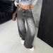 Women's High Waist Relaxed Fit Distressed Denim Jeans - Vintage Washed Straight Leg Pants For Casual Streetwear_mkmklike.com
