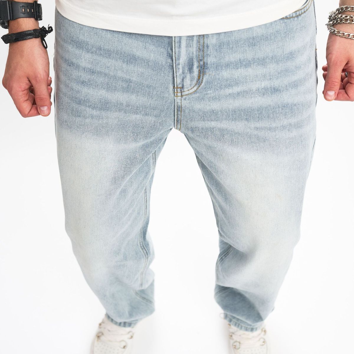 Men's Clothing New Men's Jeans Trousers High Street Flared Pants_mkmklike.com