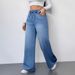 K Solid Color High Waisted Wide Leg Pants, New Elastic Waisted Women's Jeans, Loose And Slimming Pants For Women_mkmklike.com