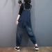 Striped Patchwork Denim Overalls For Women, Autumn Korean Style, Plus Size Loose Straight Long Pants, Slimming High_mkmklike.com