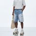 Men's Clothing Men's Summer Denim Shorts Stylish Thin Straight Leg Loose Fitting Mid Length Paint Spotted Five Point Pants_mkmklike.com