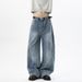 American-style Deconstructed Vintage Washed Bamboo-pattern Jeans For Men, Spring Trendy Brand, Loose Fit, Versatile_mkmklike.com