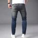 Cross-Border High-End Foreign Trade Jeans Blue Gradient Frayed Stretch Slim Fit Straight-Leg Washed Casual Men's Long_mkmklike.com