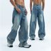 National Trend American Style Summer Loose Wide-Leg Jeans Unisex Hip-Hop Straight High Street_mkmklike.com