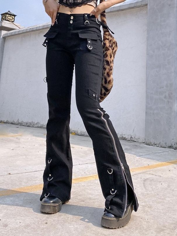 K European And American Trendy And Cool Girl, Low Waist Zipper Straight Leg Slimming Jeans, New Long Pants_mkmklike.com
