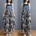 ELLE Summer Fashion New Loose Chiffon Patchwork Printed Denim Strap Slimming Plus Size Belly Elegant Dress_mkmklike.com